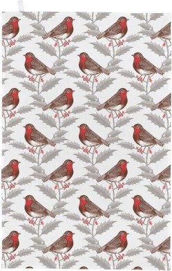 TT6189 Robin and Holly - Cotton Tea Towel